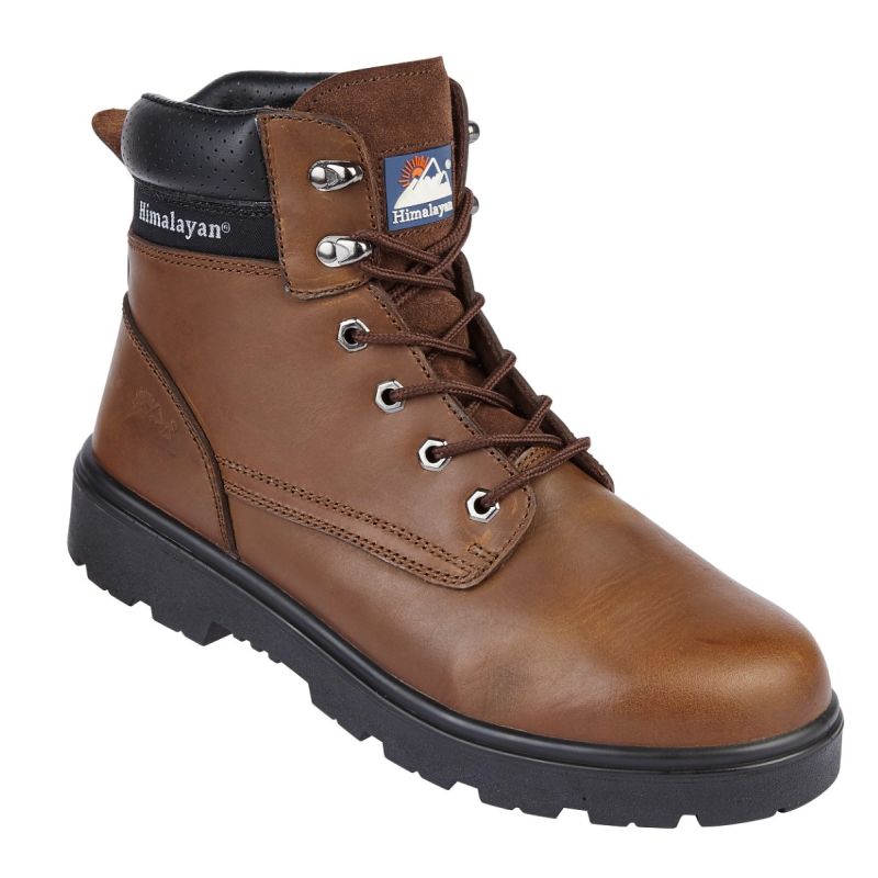 Himalayan Brown Leather Safety Ankle Boot With Steel Midsole And Toecap: 1121