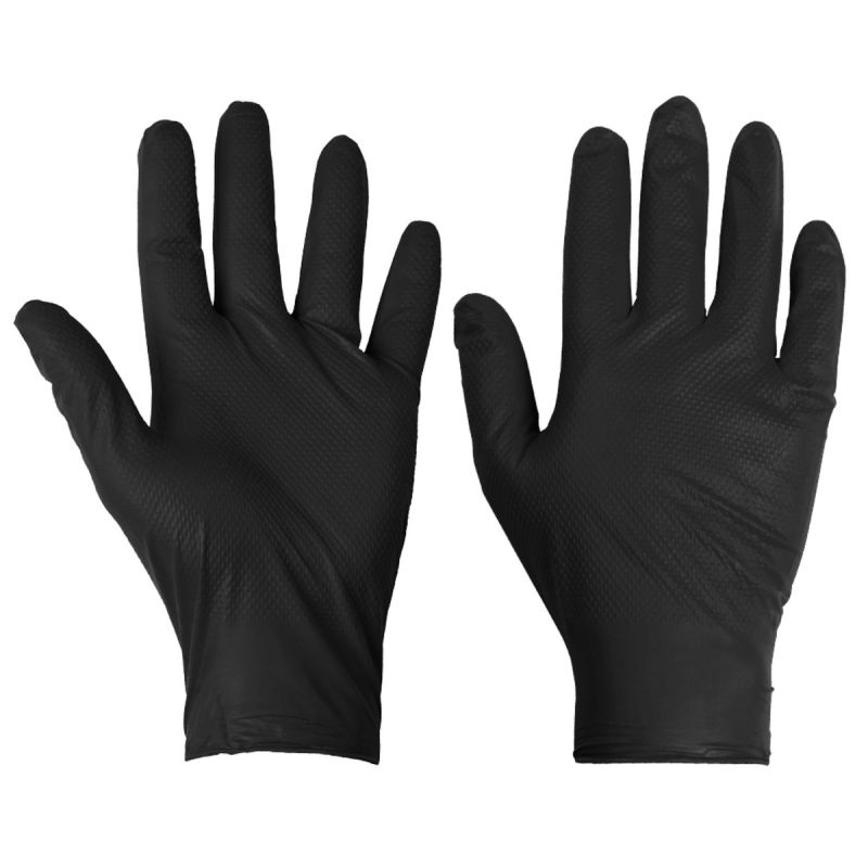 Supertouch Black Disposable Nitrile Diamond Grip Gloves (1000): 1277