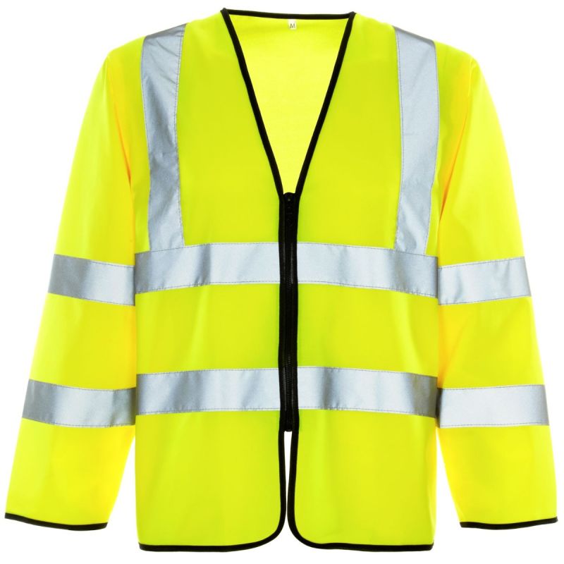High Vis Yellow Long Sleeve Zip Front Vest: 3264
