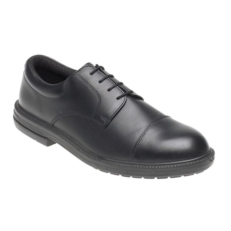 Toesavers Black Leather Formal Safety Shoe: 910