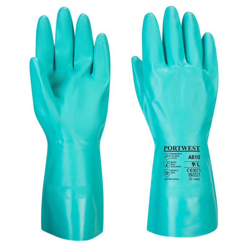 Nitrosafe Nitrile Chemical Flock Lined Glove: A810