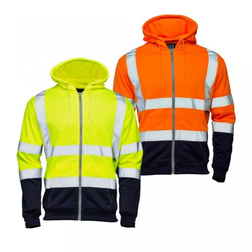 3188 - Hi Vis 2 Tone Hooded Zipped Sweatshirt