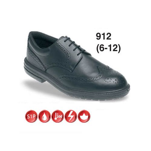 Toesavers Black Leather Brogue Safety Shoe: 912