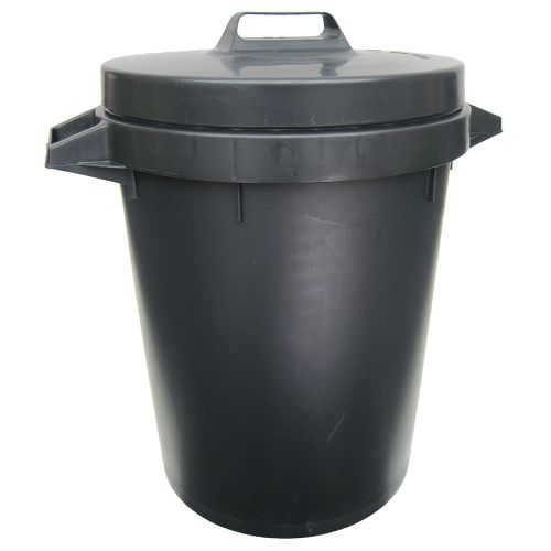 BM199 - Heavy Duty Black Plastic Refuse Bin with Lid