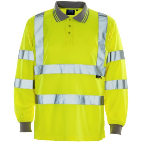 35E - Supertouch High Vis Bird Eye Long Sleeve Polo Shirt