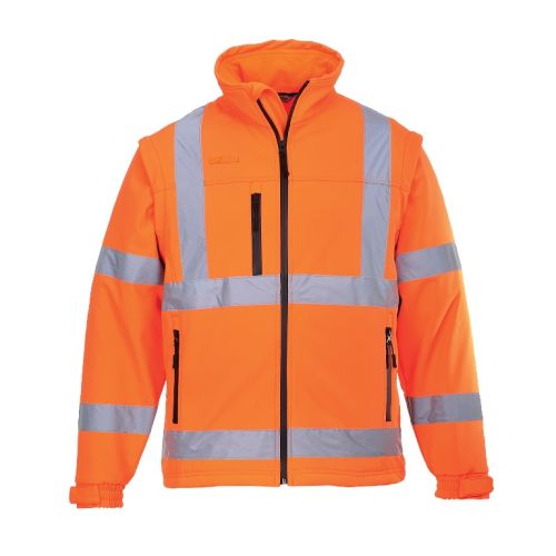 S428 - High Vis Soft shell Jacket (Detachable Sleeves)