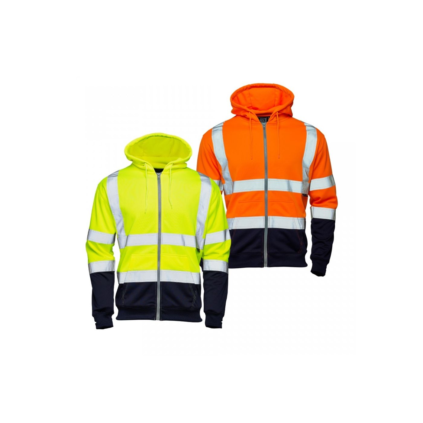 3188 - Hi Vis 2 Tone Hooded Zipped Sweatshirt