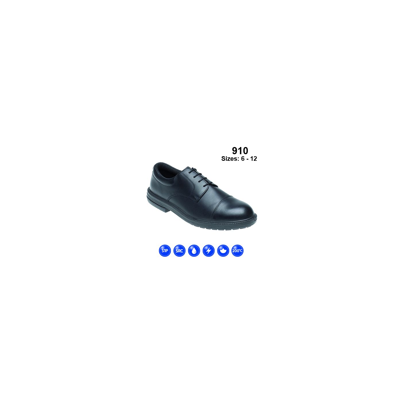 910 - Toesavers Black Leather Formal Safety Shoe