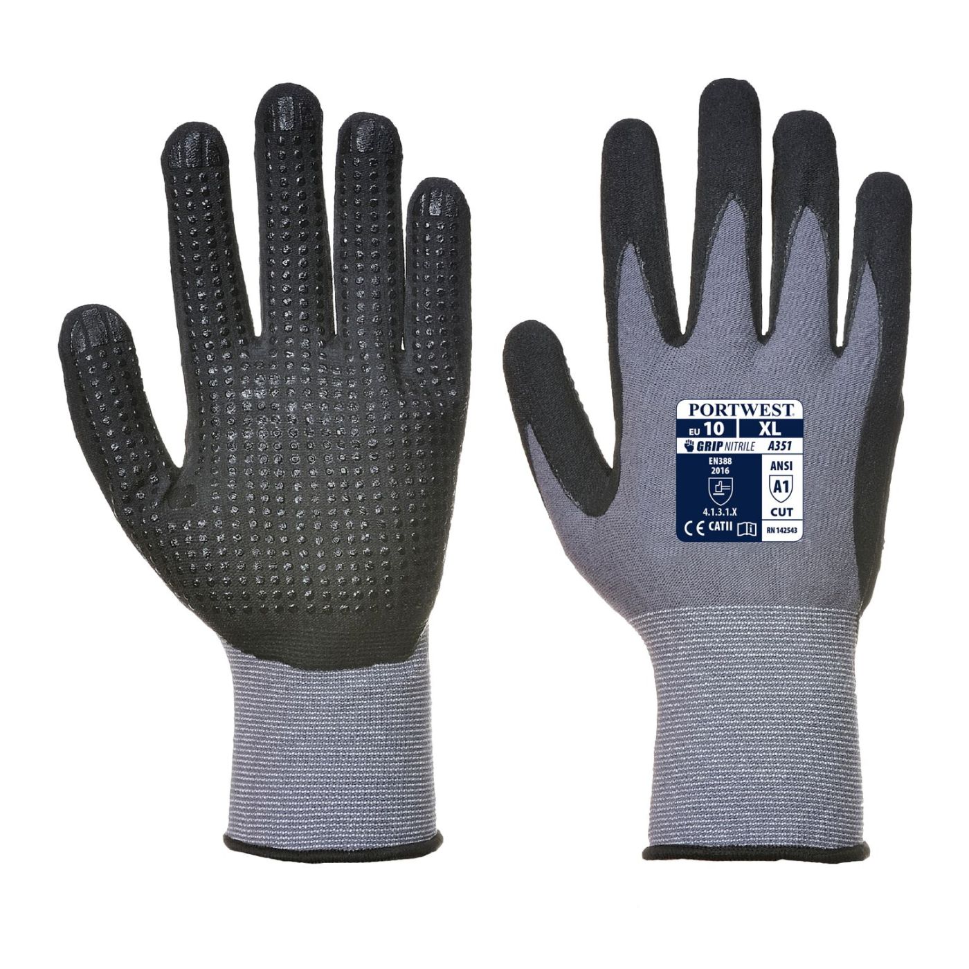 A351 - Dermiflex Plus Grip PU/Nitrile Foam Glove