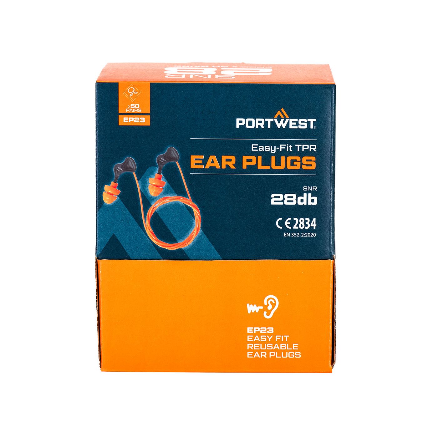 EP23 - Easy Fit TPR Ear Plugs (50 Pairs)