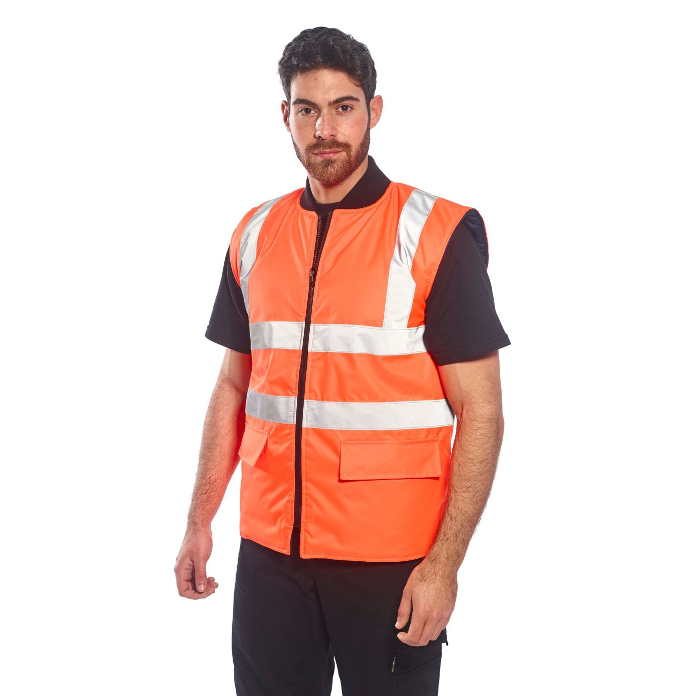 S469 - High Vis Lined Bodywarmer Reversible